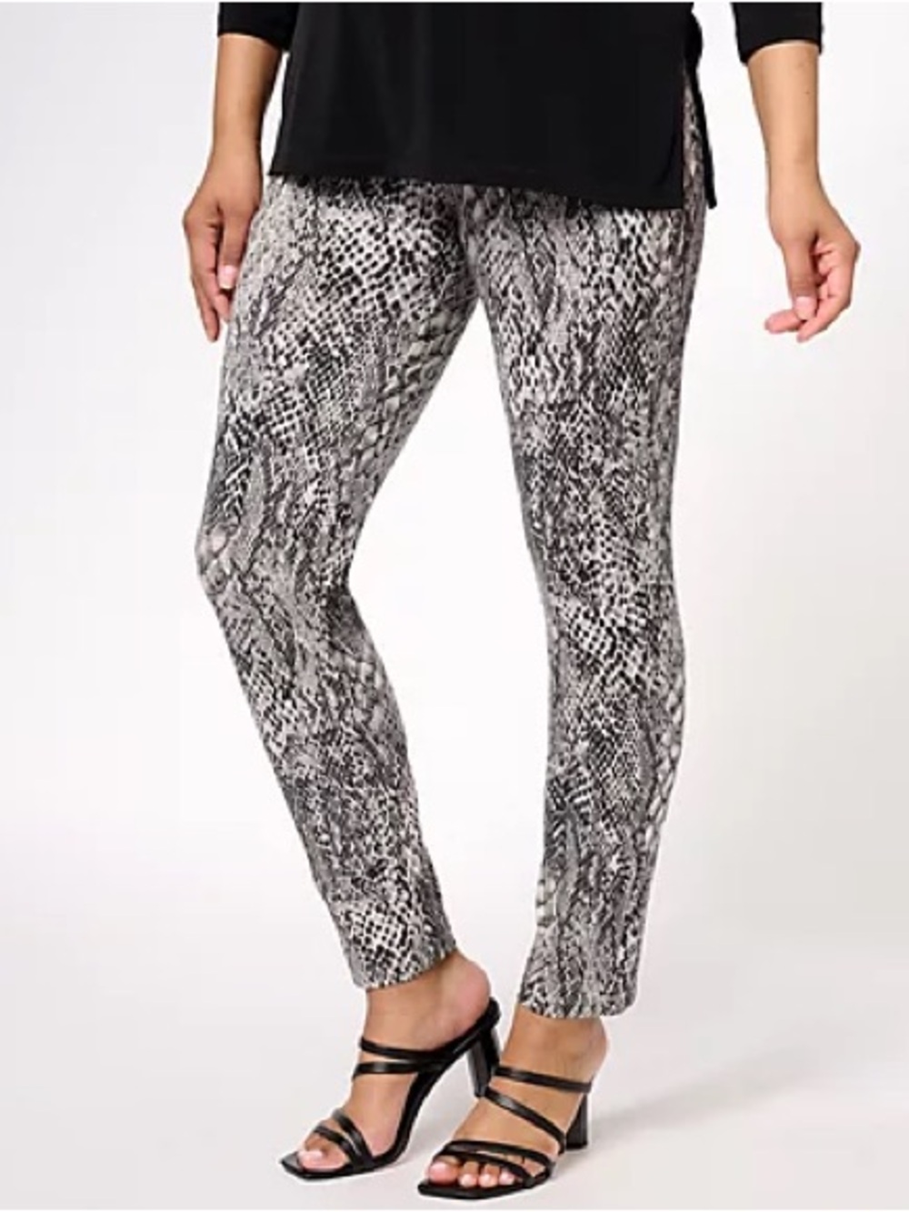 Susan Graver Weekend Snakeprint Slim Ankle Pant, XLP